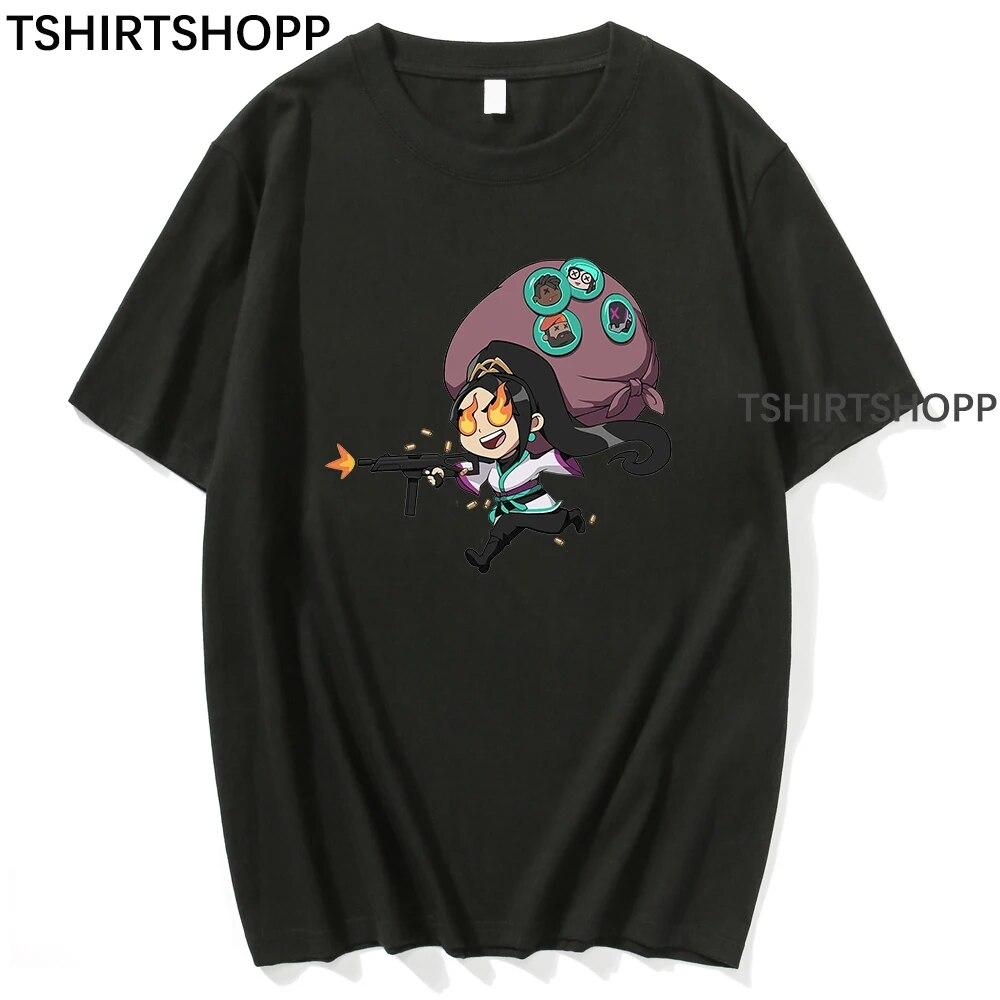 Tričko Anime Valorant Komorní Unisex Letní topy Sage Ženy Jarní Podzim Tričko Hip Hop Trička Harajuku Tričko Bavlněné oblečení