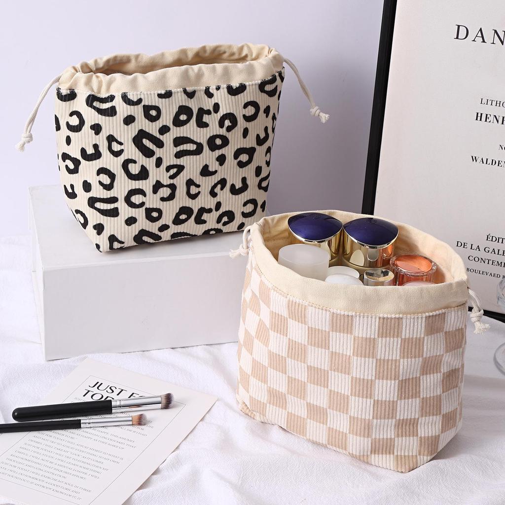 Color-Block Large Capacity Makeup Bag for Women - Travel Drawstring, Cosmetics Organizer, Toiletries Storage