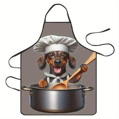 1pc Dachshund Chef Apron Cooking Pot Spoon Kitchen Cooking Baking Gift For Dog Lover Funny Animal Chef Wear Cartoon Design