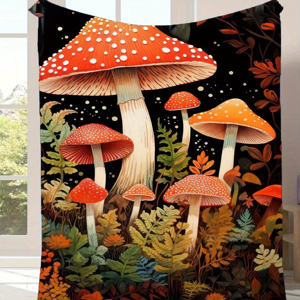 1 Stück Decke mit Pilzmuster, Weiche und bequeme Decke, Reise-Sofa-Bett, Büro-Heimdekoration, Geburtstagsgeschenk-Decke, Jungen, Mädchen