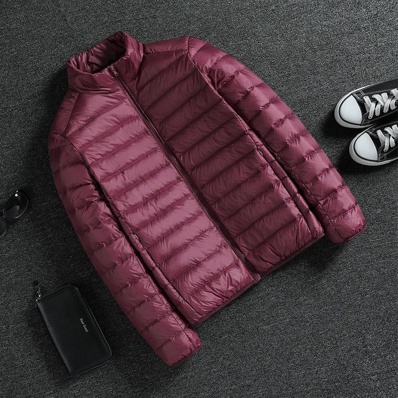 Men's Ultra-Light Winter Cotton Jacket, Short Stand-Up Collar, Plus Velvet, Large Size