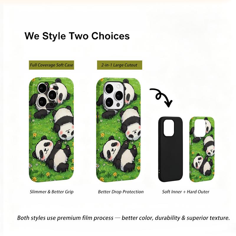 Lively Garden Panda Crew Art Graphic Film Aesthetic Protective Shockproof Bumper Phone Case Cover For iPhone 13 14 15 16 17 Pro Max Plus
