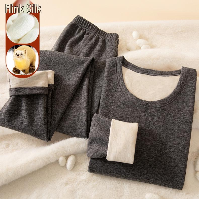 Mink Velvet Cashmere Silk Thermal Underwear Set for Men & Women - Autumn/Winter