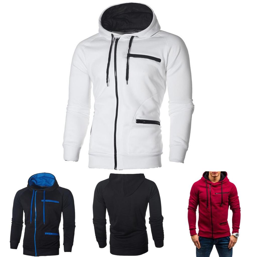 Warm Men's Autumn Winter Hooded Sweatshirt With Loose Fit And Cotton Blend Material