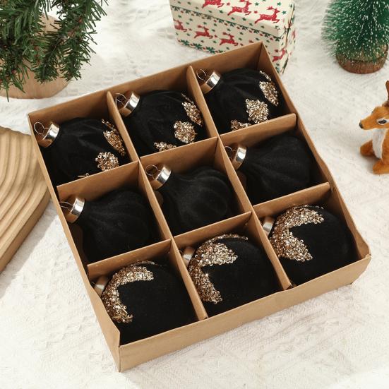 Velvet Christmas Balls Hanging Hoop Tree Decorations Xmas Party Ornaments Easy To Hang Plastic Holiday Decor for Home Office Parties