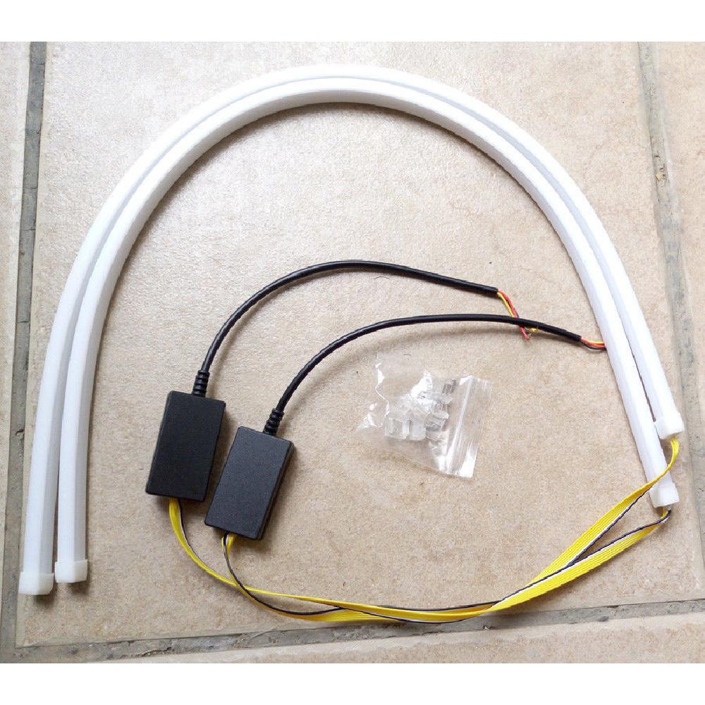 2 Pcs 60Cm Soft Flexible Car Flowing Led Light Strip Drl Turn Signal Lamps Dc12V