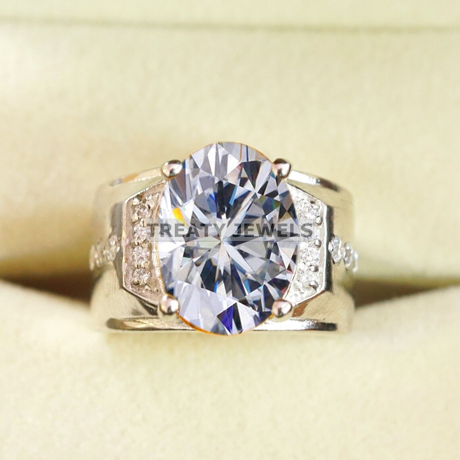 

Moissanite Oval Cut Gemstone With 925 Sterling Silver Ring For Men s #B294 JL375681950159 4-16 US срібний