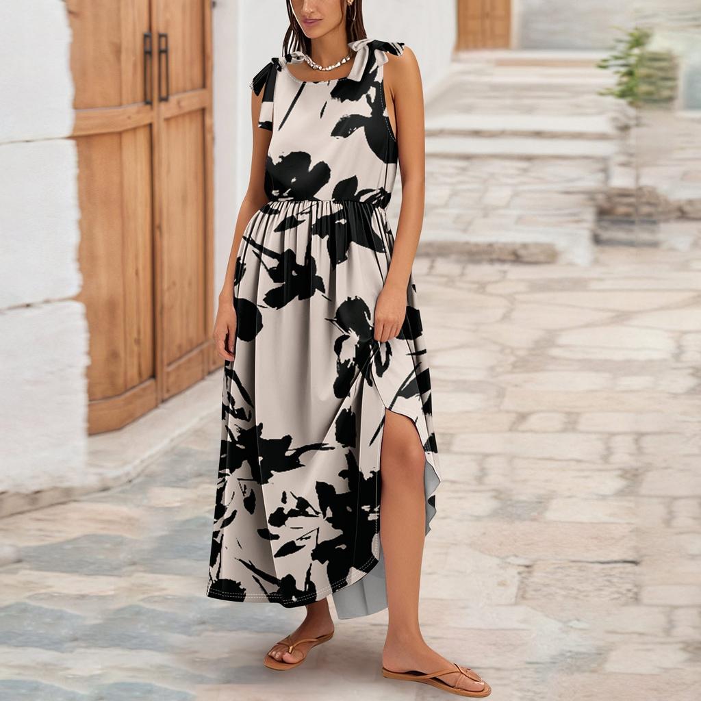 Women's Summer Fashion Tank Dress A-Line Sleeveless Casual Floral/Solid Pocket Dress