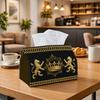1pc Medieval Gothic Heraldic Tissue Holder - A Versatile Napkin Holder, Available In Two Sizes, Crafted from Sturdy Polyester, Adorned with Lion Crown