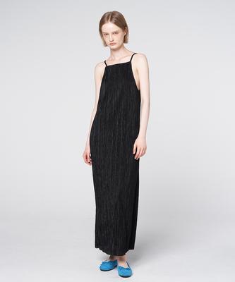 320SHOWROOM Pleated Slip Long Dress Black