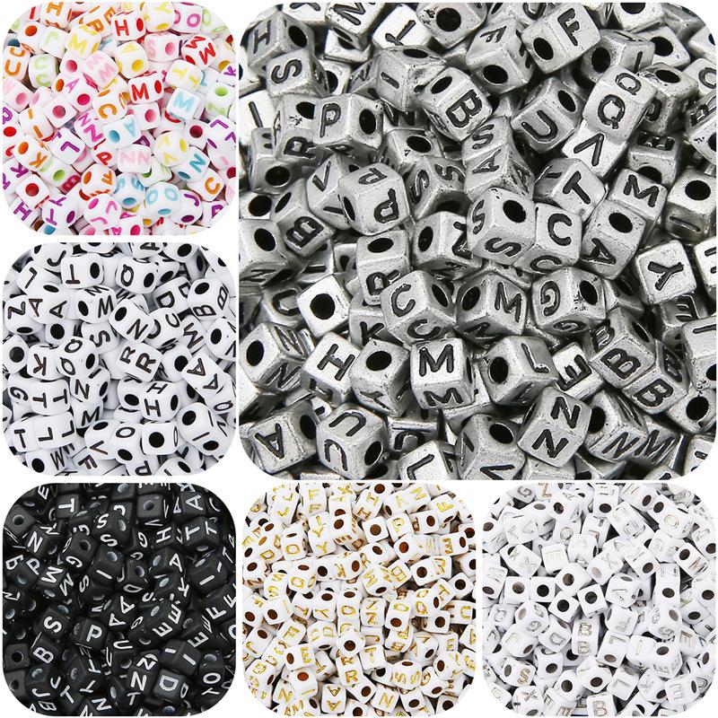 Beaded Square Acrylic Colored Alphabet Beads for DIY Jewelry: Russian & English Bracelet/Necklace Accessories