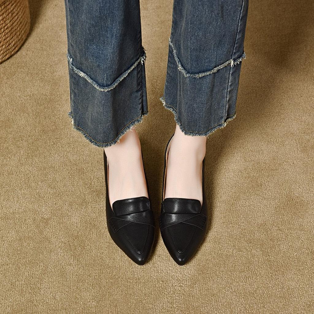 Pointed High Heels Women's Autumn Shallow Mouth Commuter Work Shoes Two Kinds of High Cowhide Women's Single Shoes