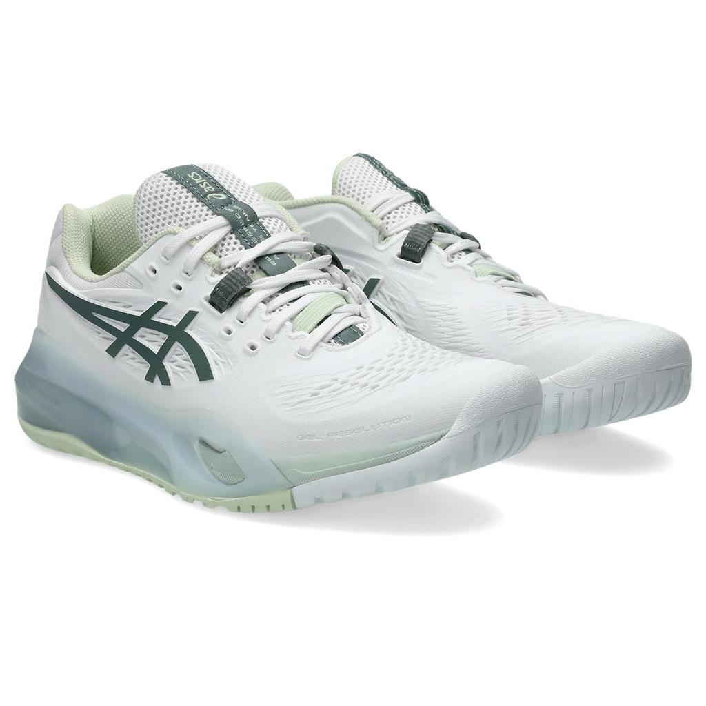 ASICS X Tennis Shoes 1042A278 Size 102 cm 2E GEL-RESOLUTION Women's (White/Monument Blue) 25.5