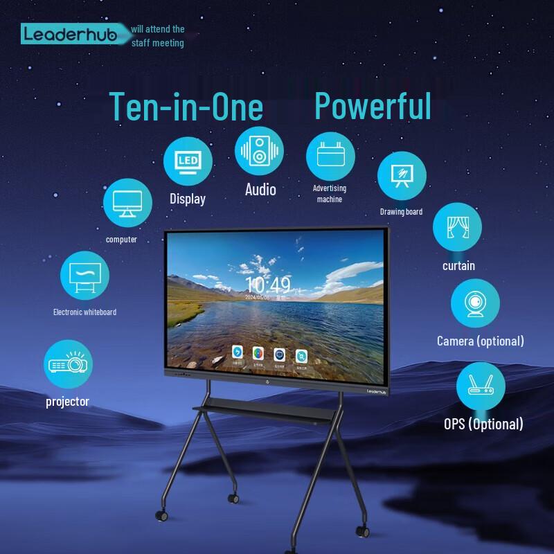 

Leaderhub 65-inch Android Smart Meeting Tablet with 4K Camera & Stand (CN version)