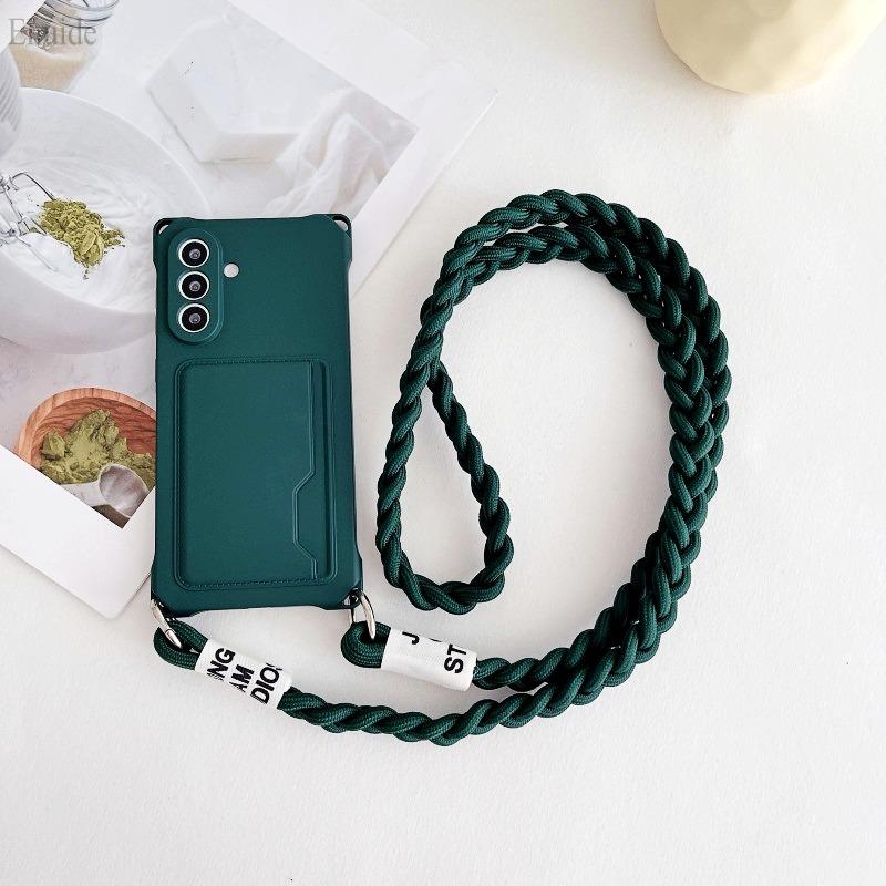 Luxus Lanyard Hülle Für Samsung Galaxy S25 Ultra S24 FE S22 S26 S23 Plus A56 Stoßfester Kartensteckplatz Halter Crossbody Tragegurt Abdeckung A34 5G&Case & Strap