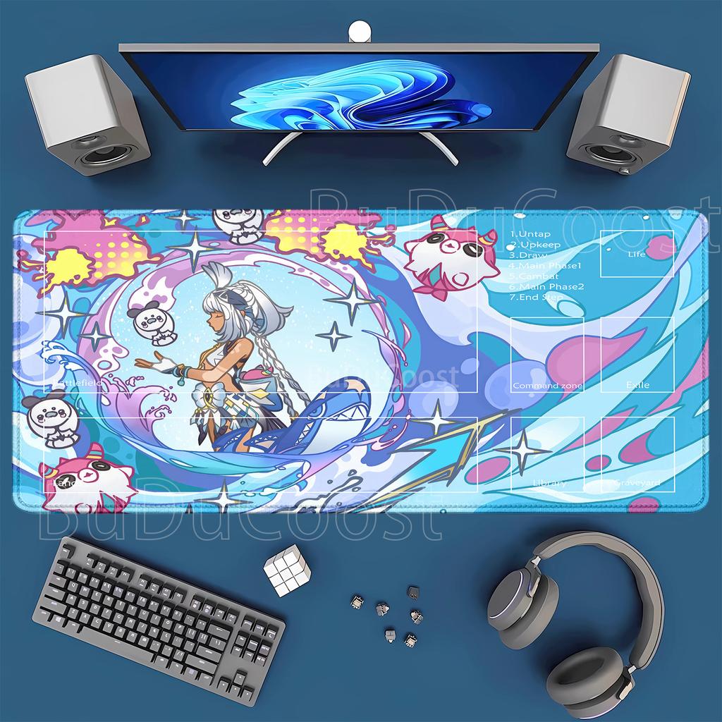 Genshin Impact playmat Game Furina Columbina Durin Large Mouse Pad Nonslip Keyboard xmm Desk Mat HD Printing TCG Mousepad