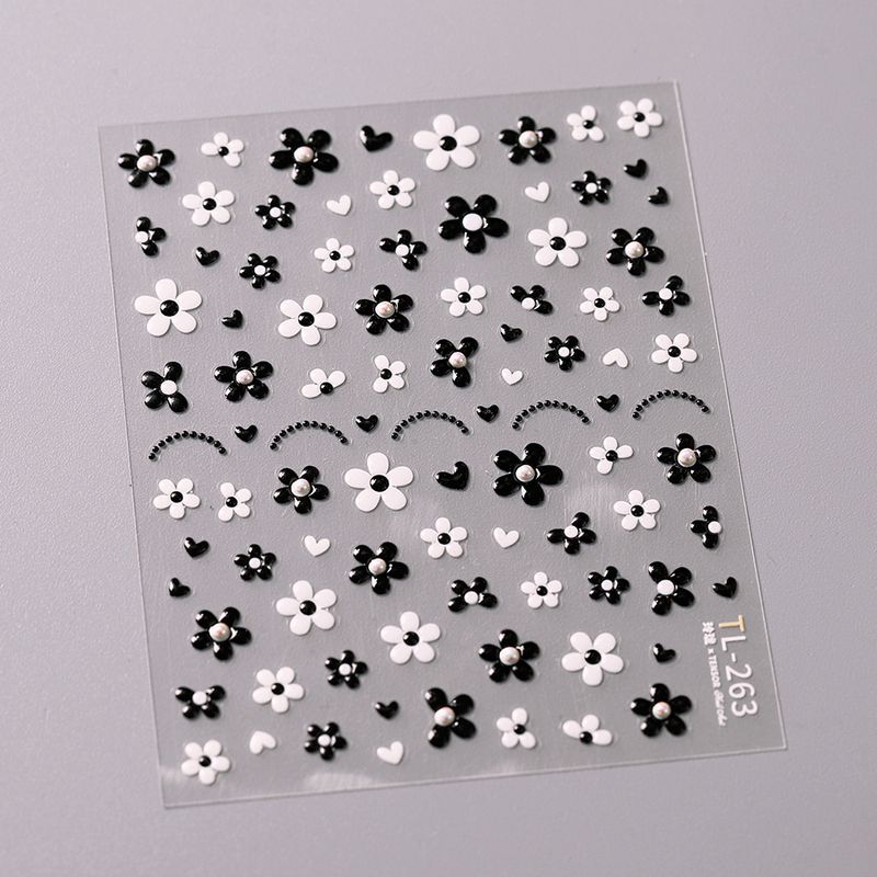 

Season Black and White Flower Petals Point Pearl Jelly Glue Nail Sticker Waterproof Nail Sticker Decorative Jewelry Tl263 TL263 (point pearl jelly gel)