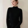 Women's Thickened Double-Strand Cashmere Sweater: Soft, Skin-Friendly, Ribbed, Slim-Fit, Solid Color, Half-High Collar, Flattering Knit Design.