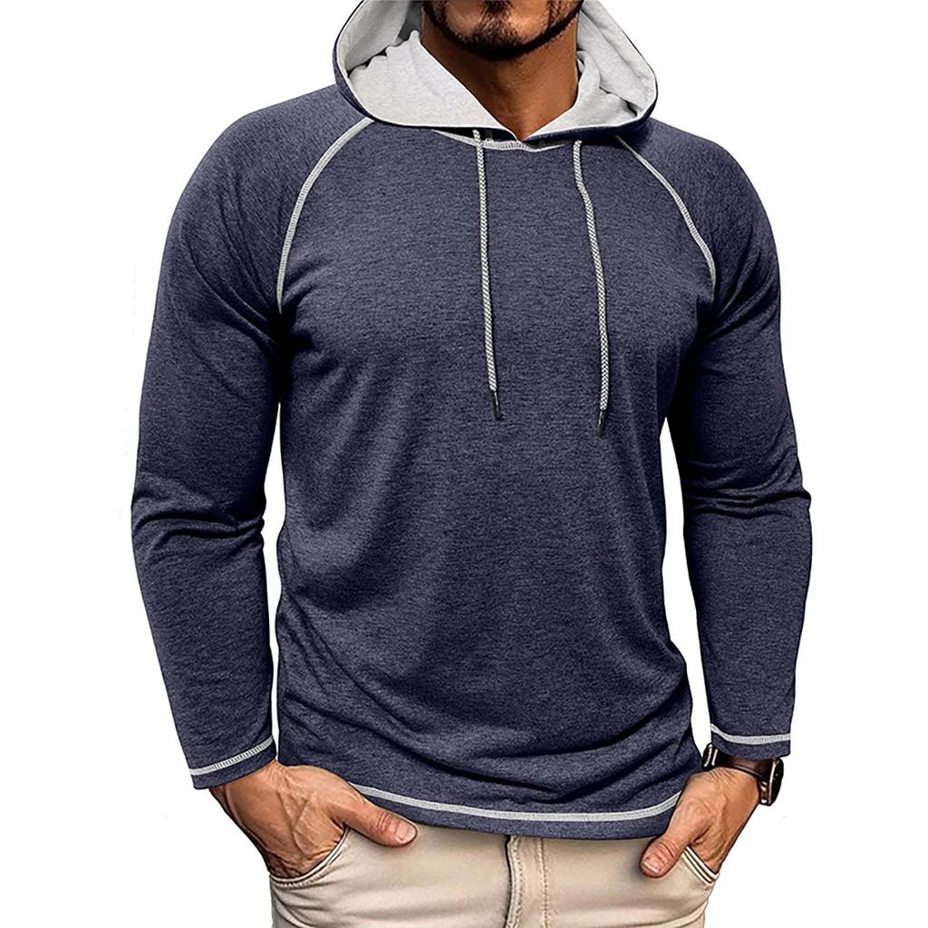 Men's Hooded Pullover Long Sleeved T-shirt Sports Top