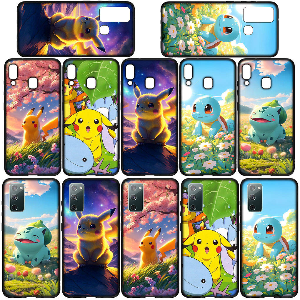 Phone Case for Samsung Galaxy S25 S23 S22 S24 Ultra FE Plus A05 A06 A15 A16 A36 A37 A35 A54 A55 A56 A57 A25 A53 A17 Squirtle Pokemon GO Pikachu Cover