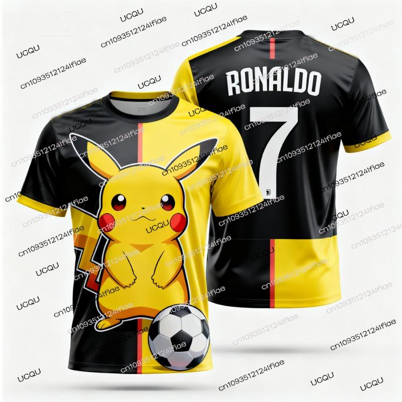 2026New Pikachu Special Edition Football Jersey T-shirt Ronaldo NO.7 Adult Men/Women Football Jersey Tshirt Kids Pikachu Tshirt