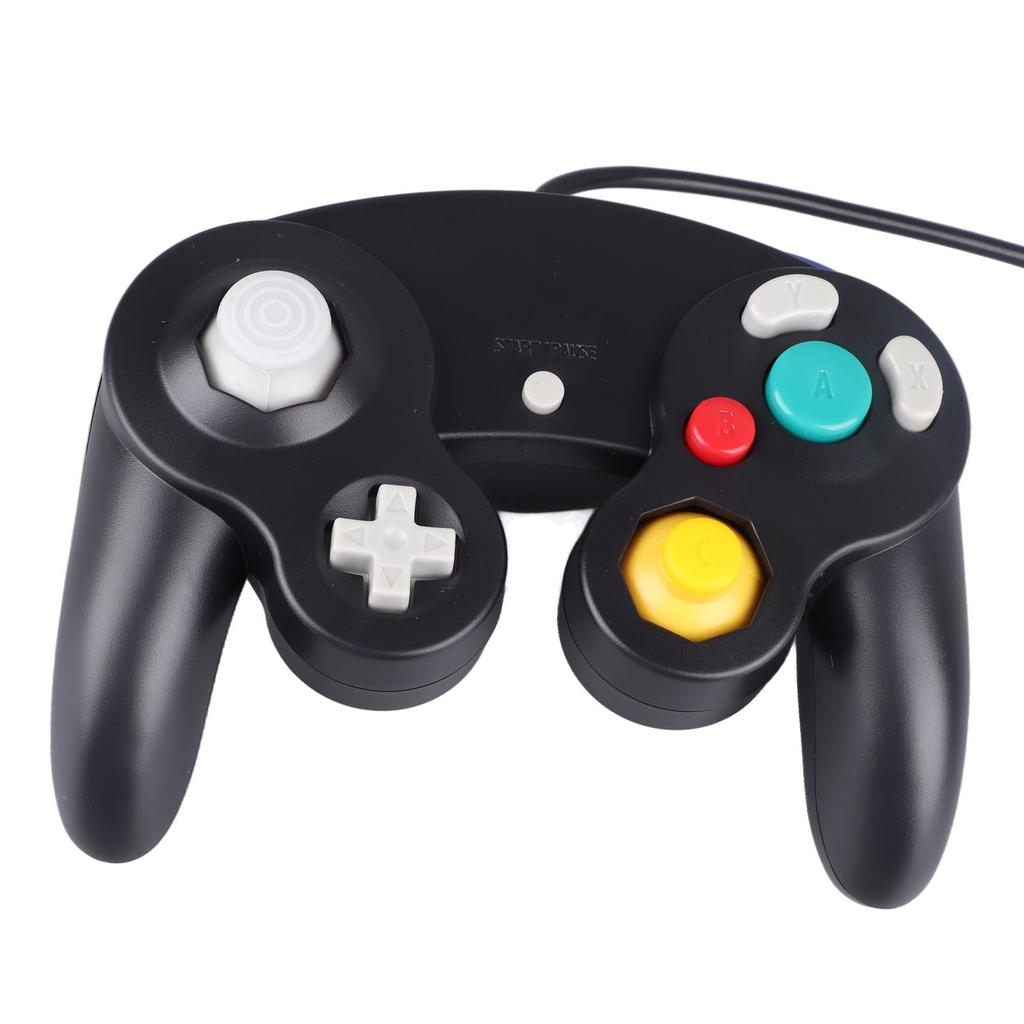 Kabelgebundener Gamecontroller Plug and Play Einzelpunkt-Vibrations-Gamepad Joystick für GC für Wii Schwarz