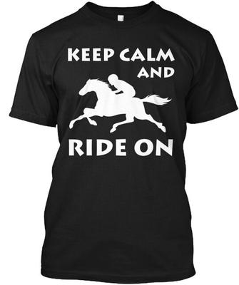 KEEP CALM AND RIDE ON T-Shirt Hergestellt in den USA Größe S bis 5XL