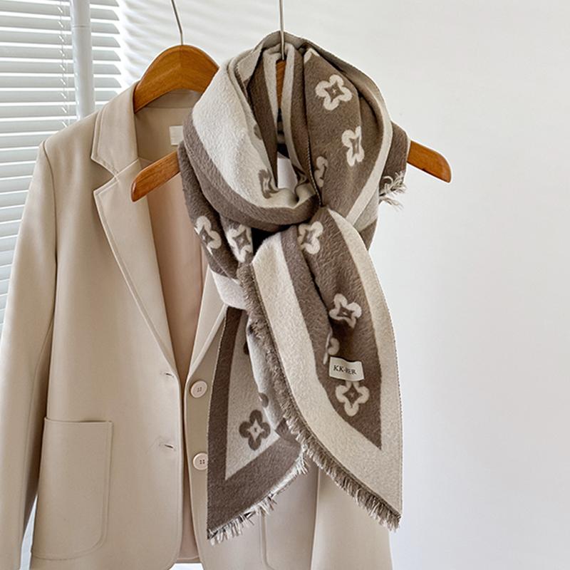 

Fashion Women S Cashmere Winter Shawl - Vintage Oil Painting Floral Printed Tasseled Pashmina Thick Wrap & Echarpe Poncho