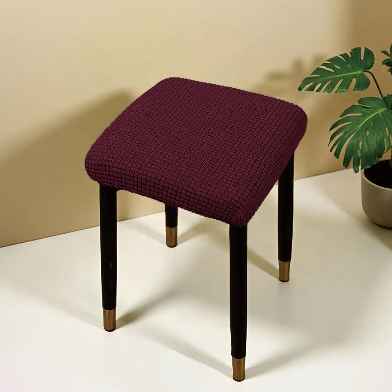 Jacquard Square Stool Covers Elastic Dust-proof and Anti-slip Stretch Chair Cover Solid Color Geometric Pattern Seat Cover