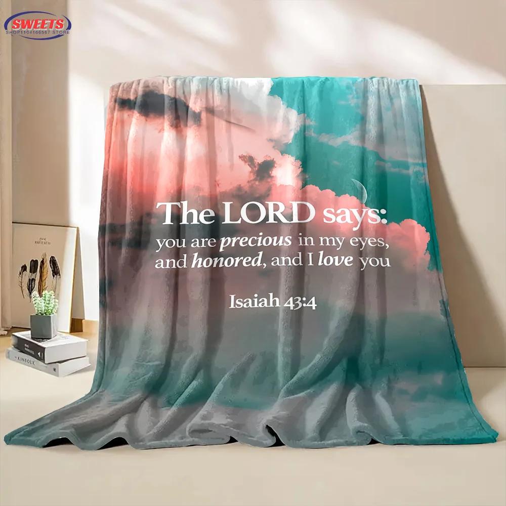 Devout Faith Bible Verses Flannel Blanket Throw Sofa Bed Cover Four Season Soft Fluffy Quilt Blanket Outdoor Leisure Nap Office