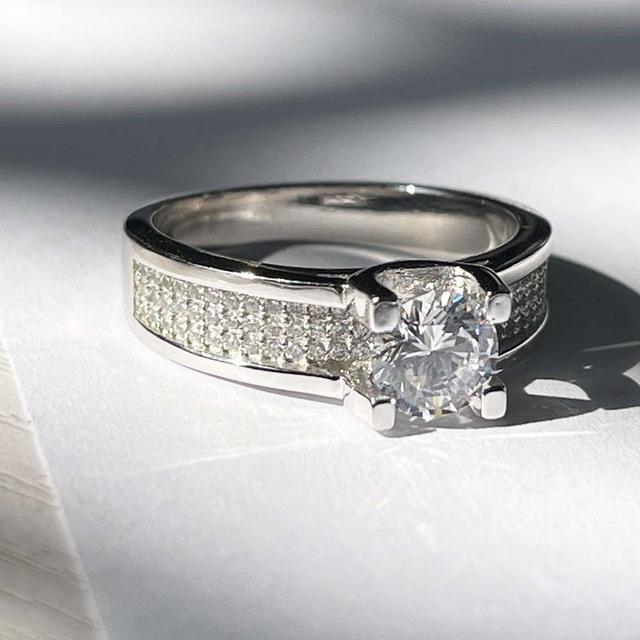 Genuine 925 Sterling Silver 1 Carat Diamond Jewelry Ring Fine Anillos De Silver 925 Jewelry Engagement Rings For Women With Box