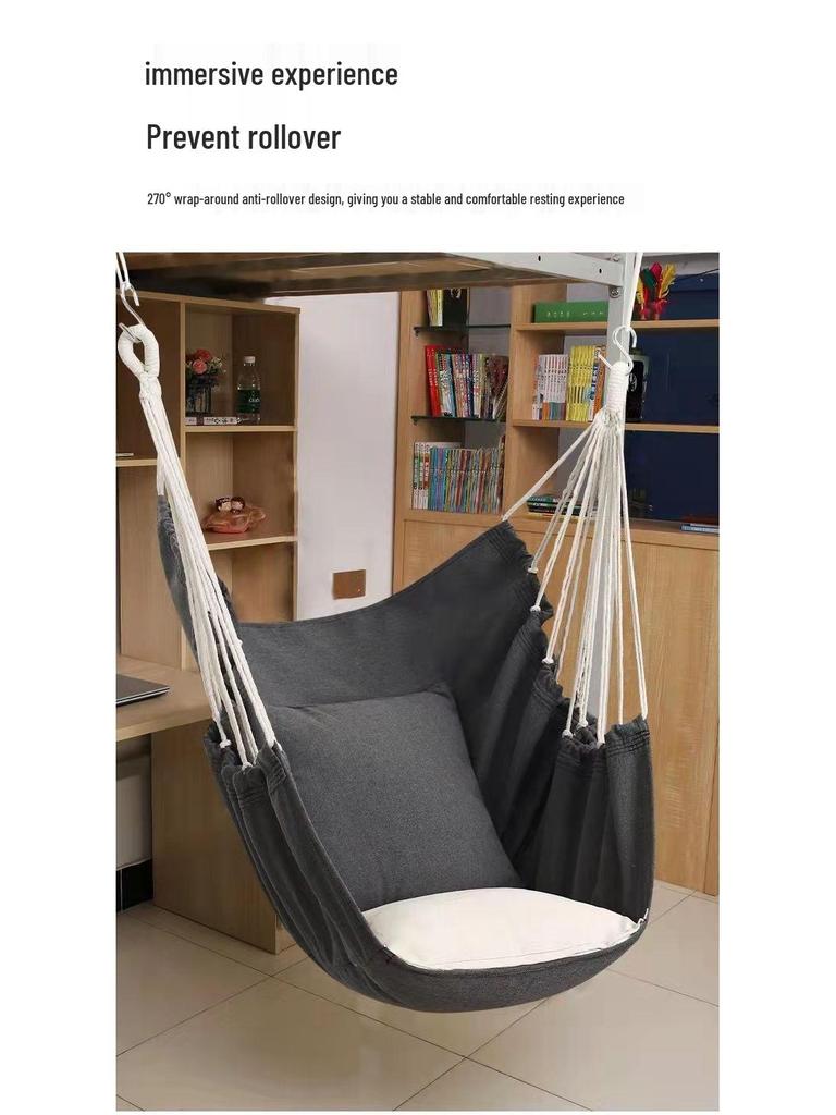 Canvas Hanging Chair: Thickened Indoor/Outdoor Dorm Swing for College Students & Kids