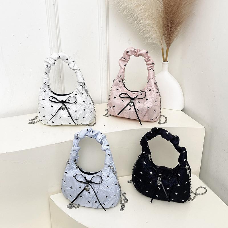 Butterfly Knot Tote Bag For Women With Bow And Pleated Design For Daily Use