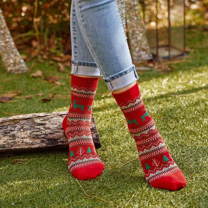 GGRN Made in Korea Christmas Socks _W-L-080 Deer Jacquard