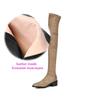 Krazing Pot Flock Autumn Winter Shoes Thick Heels Size 43 Long Boots Apricot Patch Work Stretch Over-the-knee Boots
