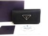 Authentischer Dreieck Schwarzes Nylon Saffiano Leder 6 Bilder Schlüsselanhänger #b157 Geöffnete Schachtel