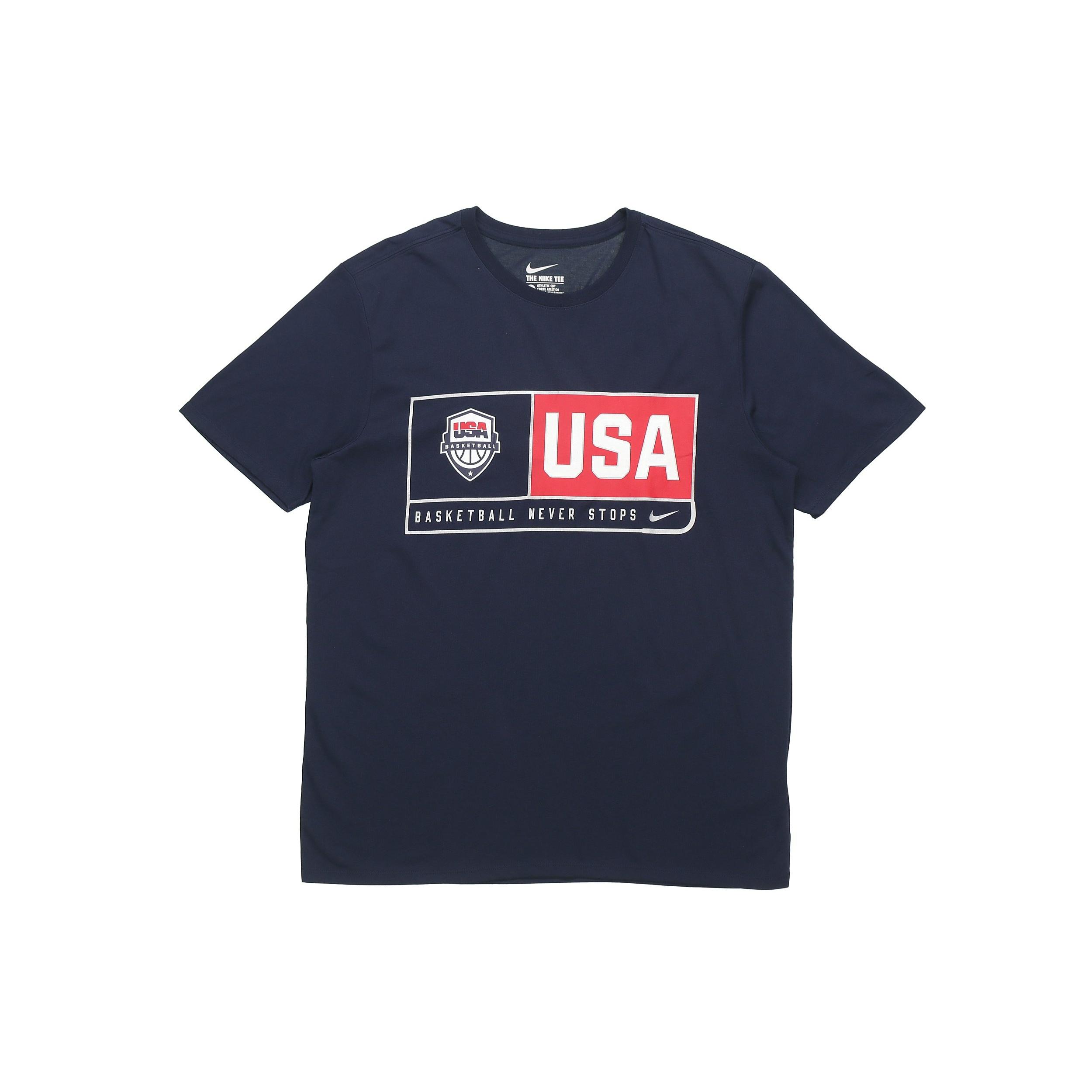 Nike Basketball Training Sports Printing Round Neck Short Sleeve Navy Blue Dark blue Men s 768826-451 S