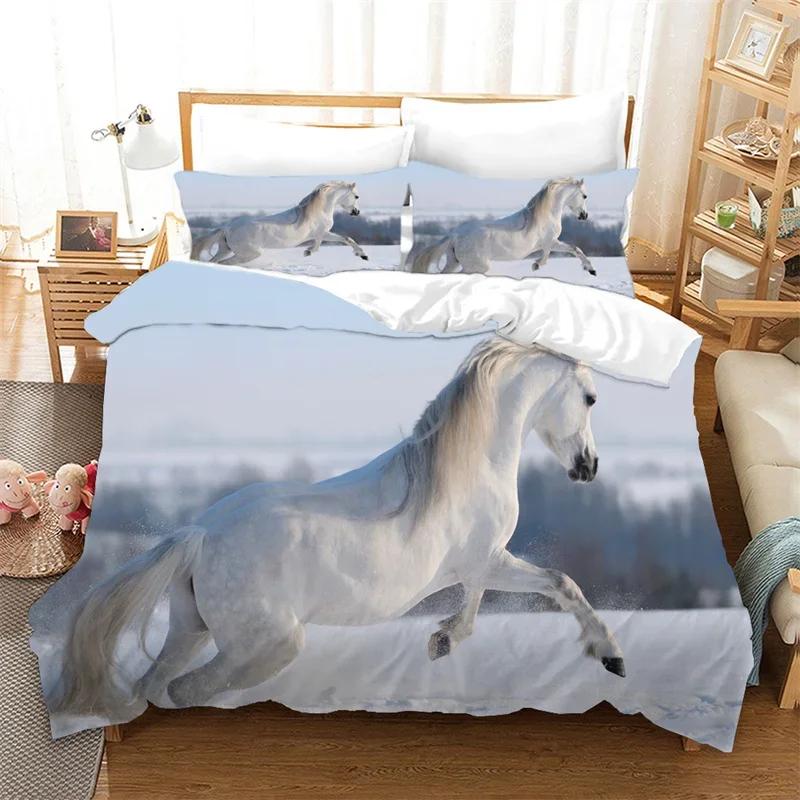 

Horse Soft Duvet Cover Runing Horses Beding Set Microfiber Western Farm Animals Warm Comforter Cover King For Girl Ten Adult People Rom Decor 100*200cm Single