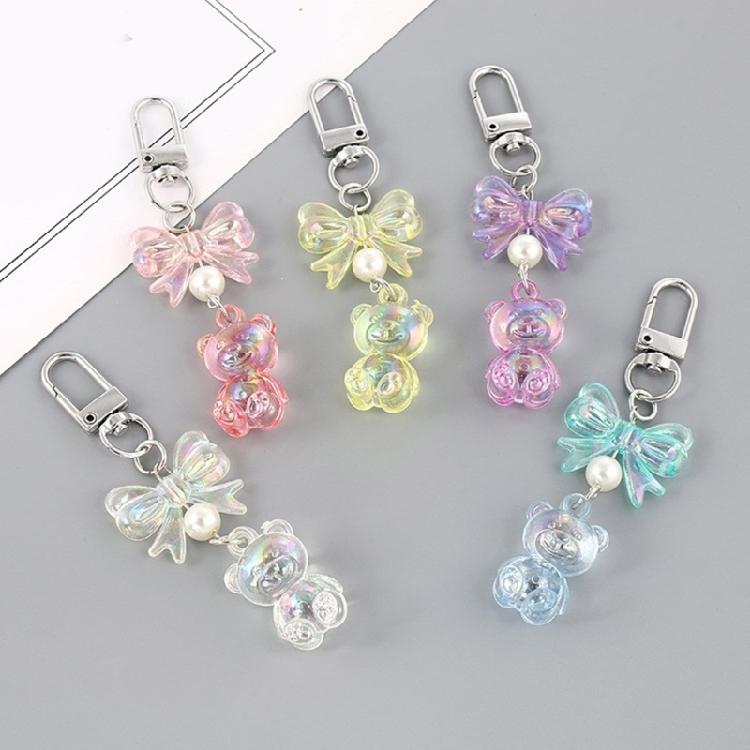 Acryl Charmanter Bär Schlüsselanhänger Anhänger Blickfang Schleife Schlüsselhalter für Schlüssel