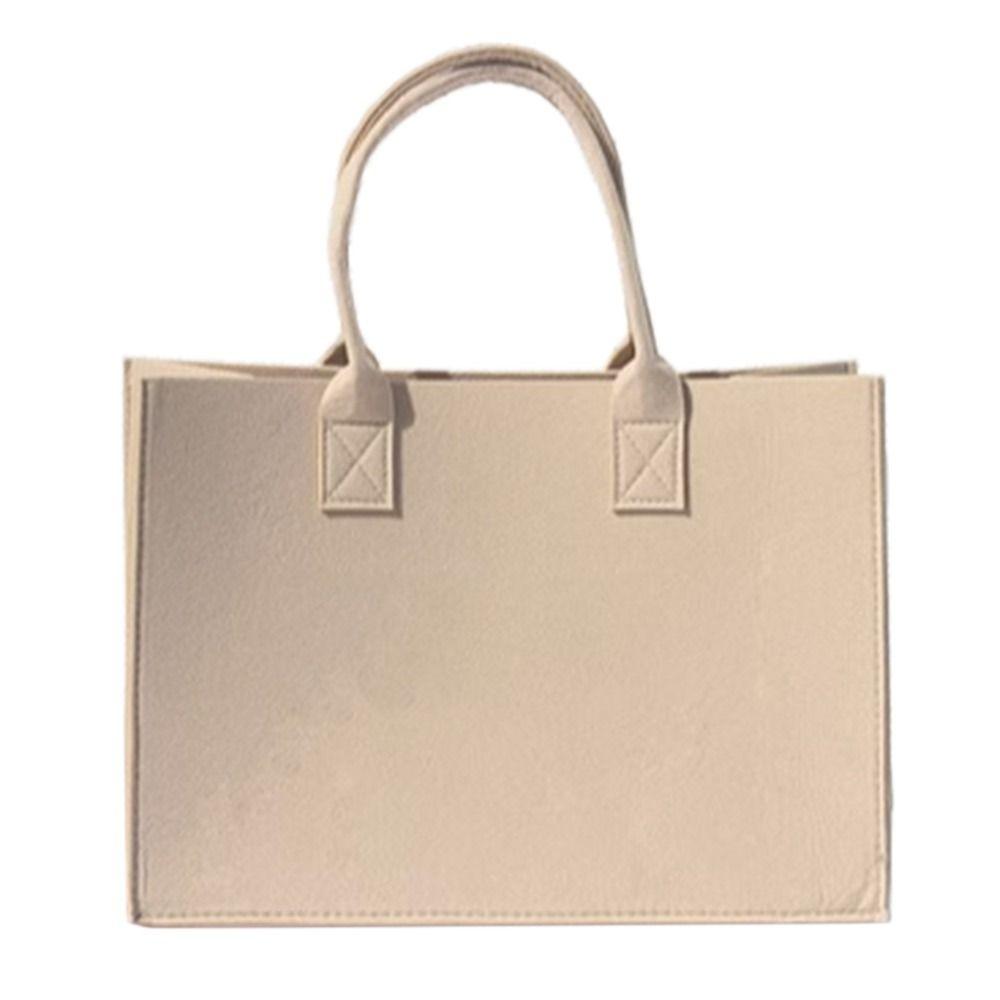 Large Capacity Felt Shoulder Bag Messenger Bag Fashion Solid Color Handbag Simple Tote Bag Shopping Bag for Woman Girls