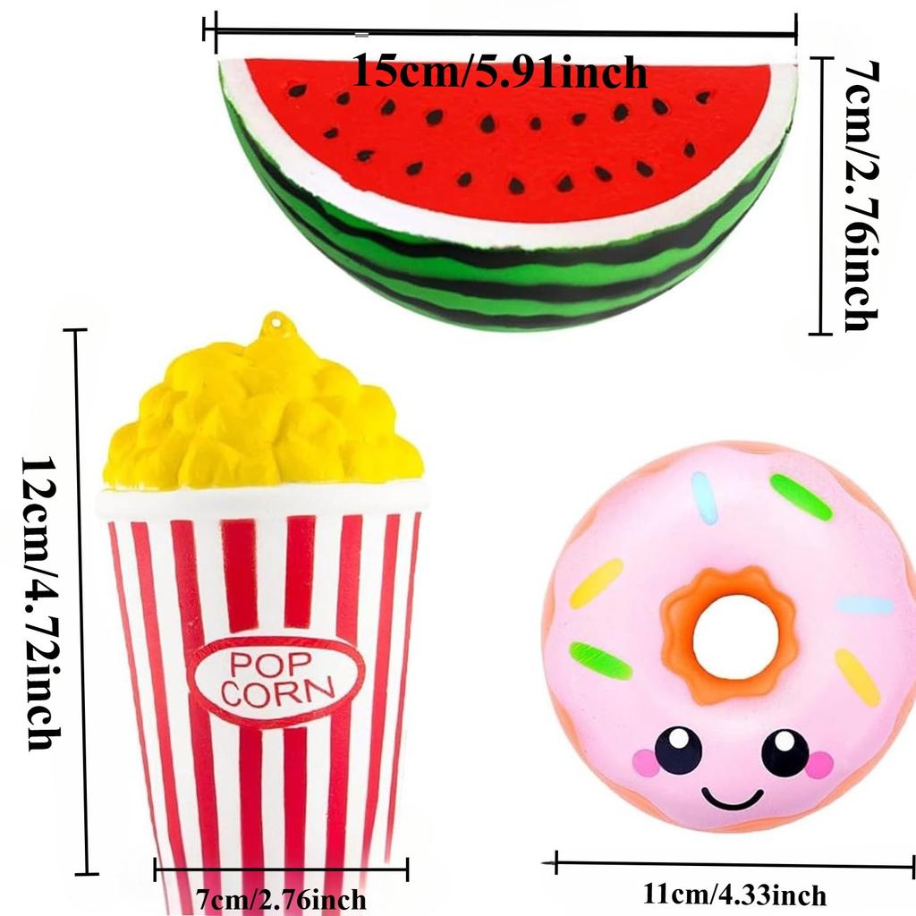 Slow Rising Squishies Toys Set Soft Kawaii Watermelon Donut French Fries Stress Relief Squeeze Toy For Boys Girls Party Favors