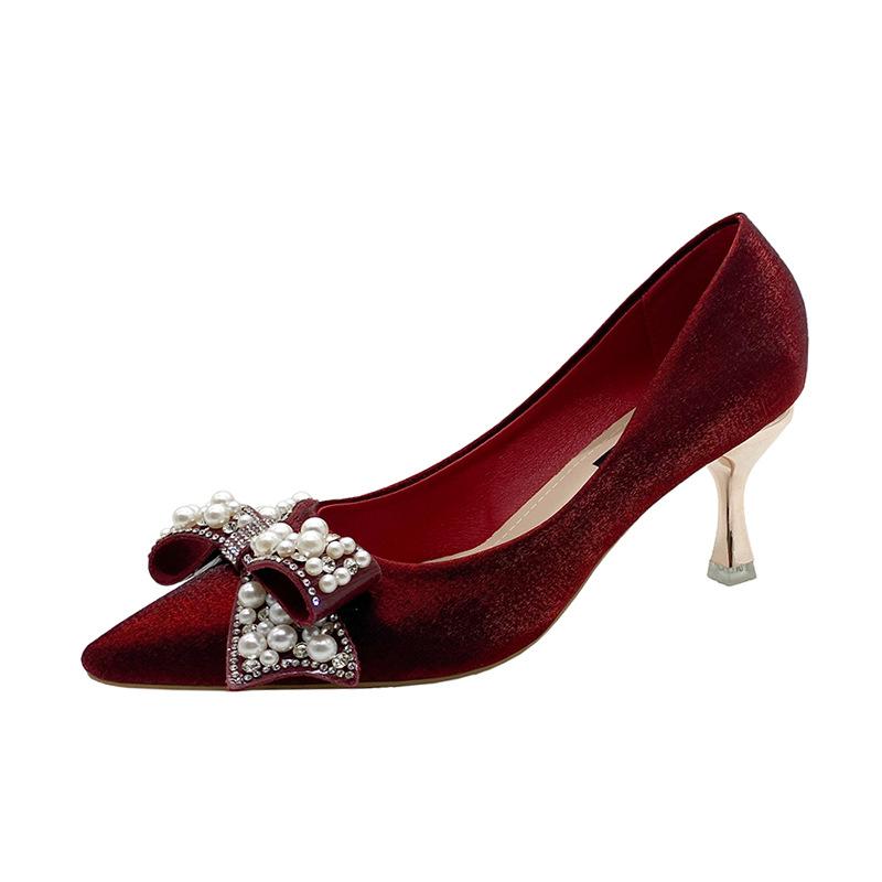 

Bridal wedding shoes women s 2025 new models are beautiful and not tired, red high heels, advanced wedding toast Chinese Xiuhe shoes 34