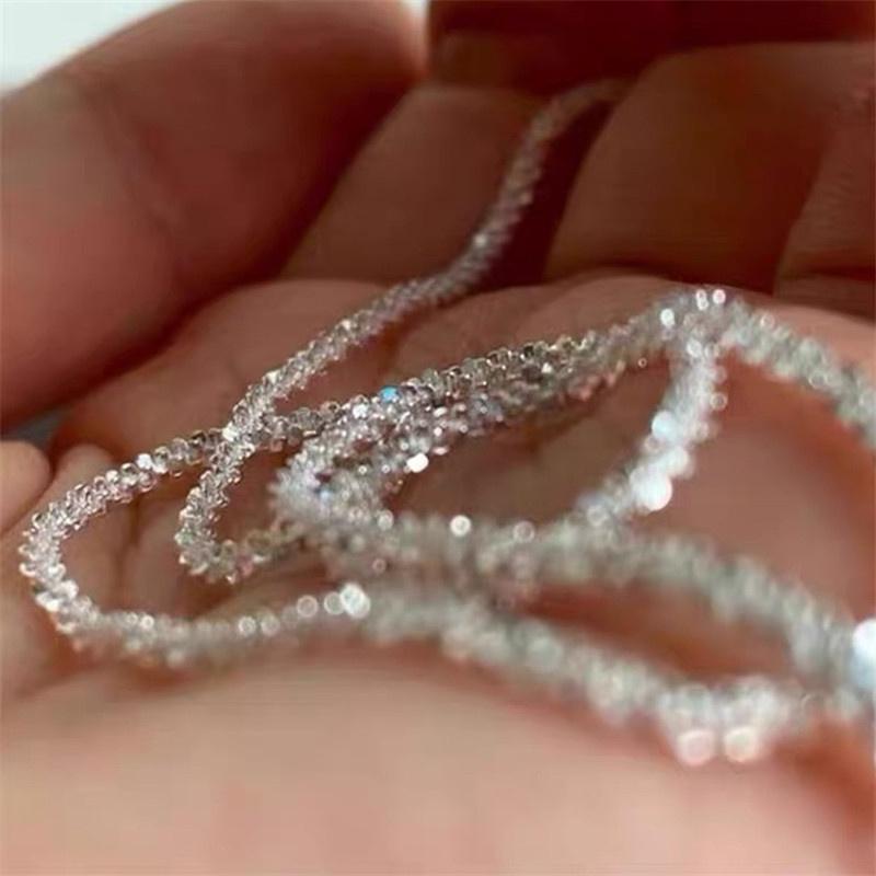 Popular Silver Colour Sparkling Clavicle Chain Necklace For Women Fine Choker