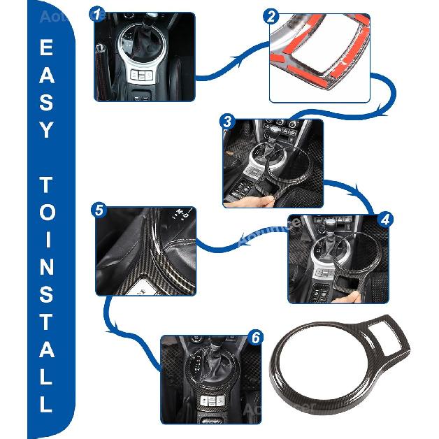 Center Console Gear Shift Shifter Knob Panel Cover Trim Compatible with Subaru BRZ/Toyot@ 86 2012-2020 ABS Gear Shift Decoration Protection Frame Car