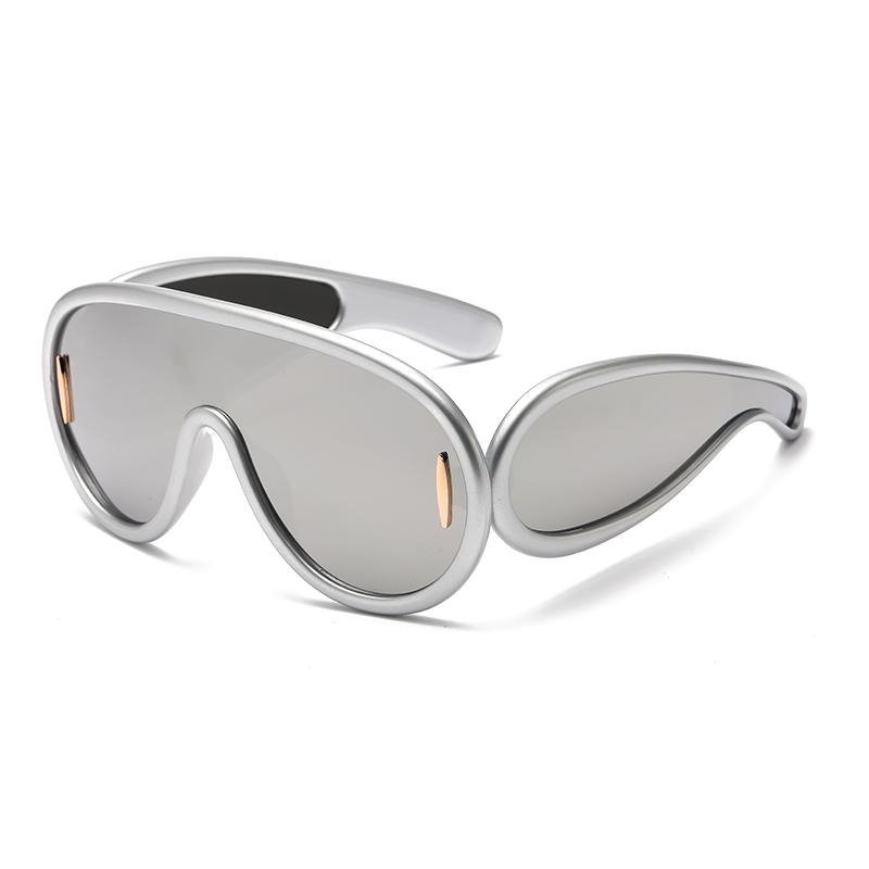 New Fashion One-Piece Large Frame Sunglasses Cyberpunk Style for Women Men Outdoor Travel UV Protection