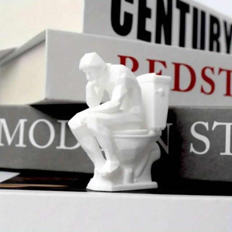 Thinker Statue, Contemplative Statue Sitting on The Toilet, Fun Design Decoration, Office Bookshelf Desktop Decoration Sculpture