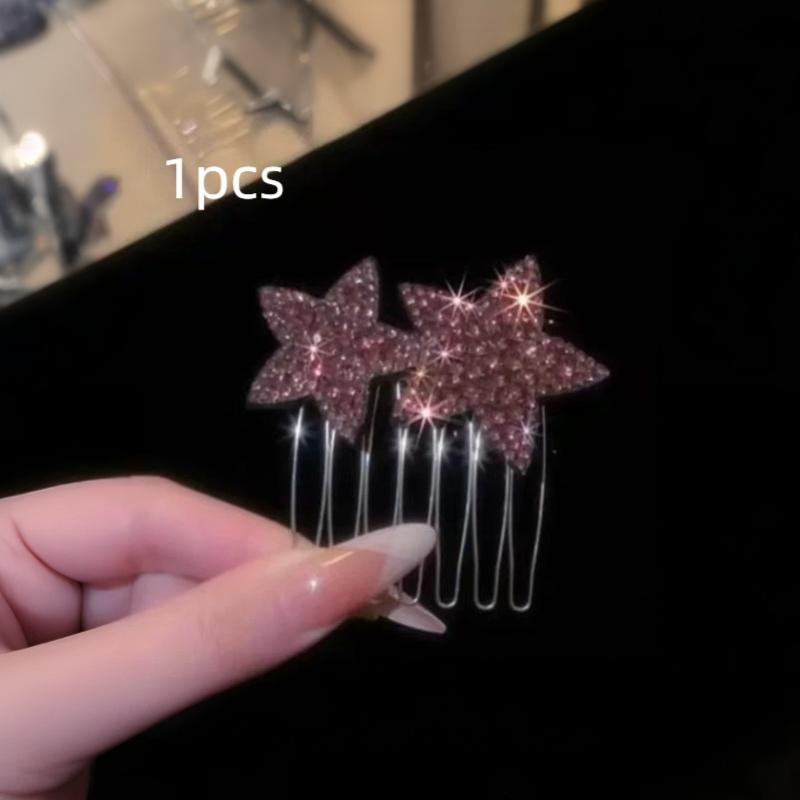 New Korean Fashion Rhinestone Pentagram Hair Comb New Headwear Hair Clip Headwear Girls Women Hair Accessories 1/2Pcs