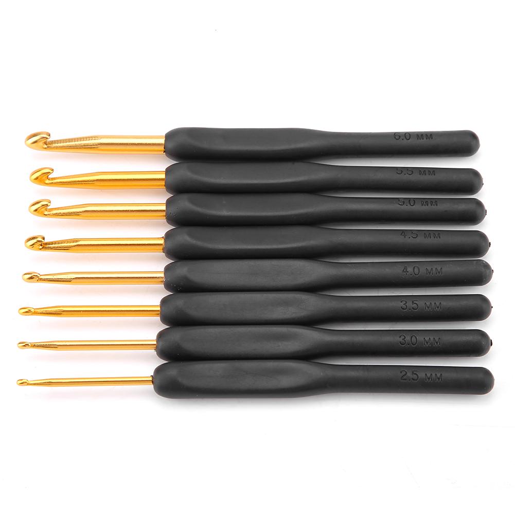 

Черная ручка из АБС-смолы, набор крючков для вязания крючком, набор крючков из алюминиевого сплава, вязание, плетение, сделай сам, игла для рукоделия