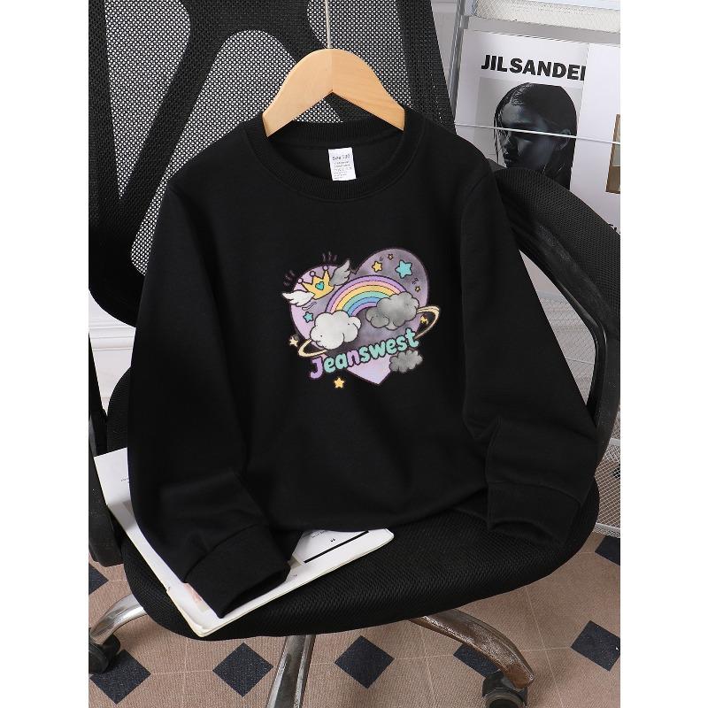 Kids Sweatshirt ,Adorable Multicolored Heart Logo Sweatshirt , Perfect for Autumn And Winter, Featuring a Stylish Crew Neck