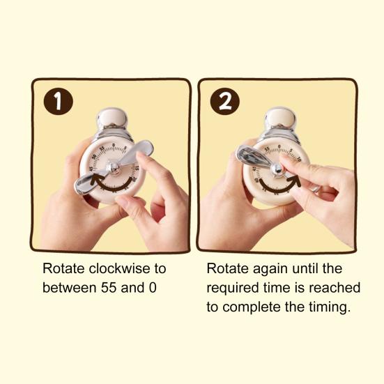 Yousheng Magnetic Mechanical Kitchen Timer Battery-Free Retro Alarm Clock Cooking Baking Learning Countdown Tool